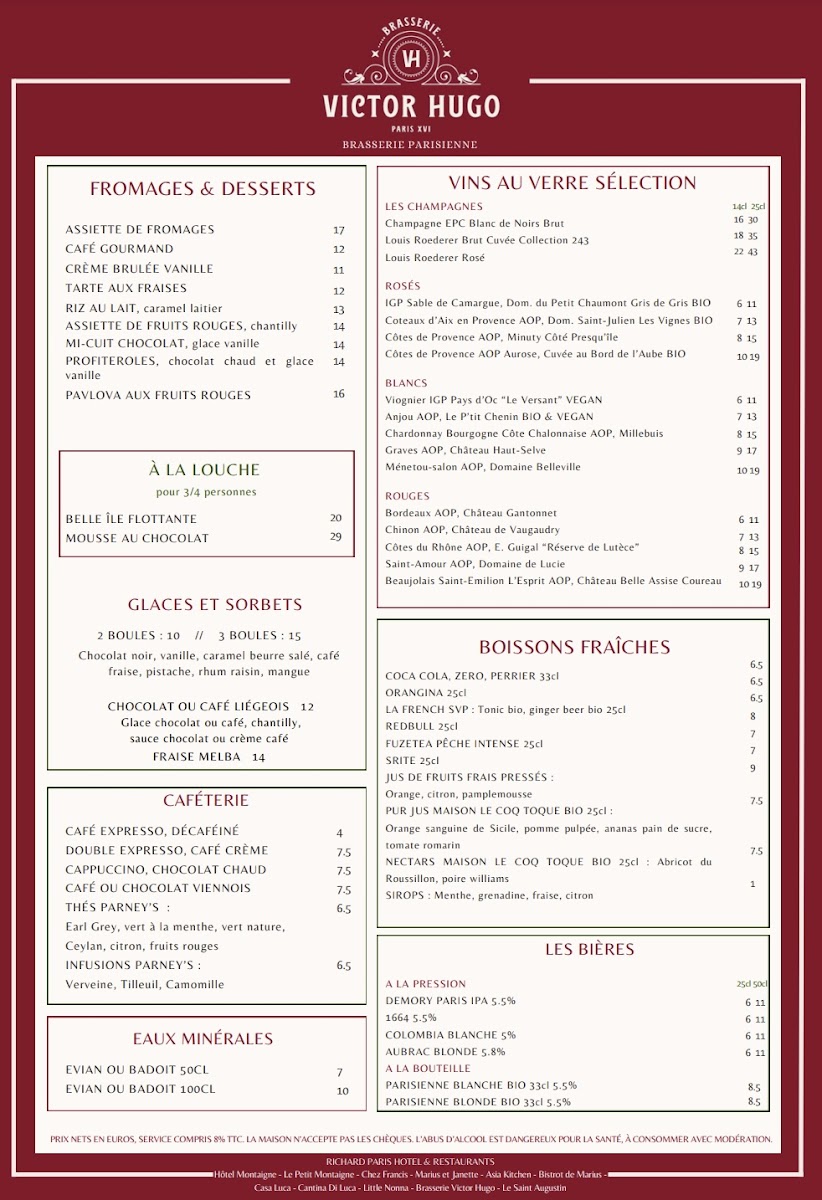 Menu Brasserie Victor Hugo-1